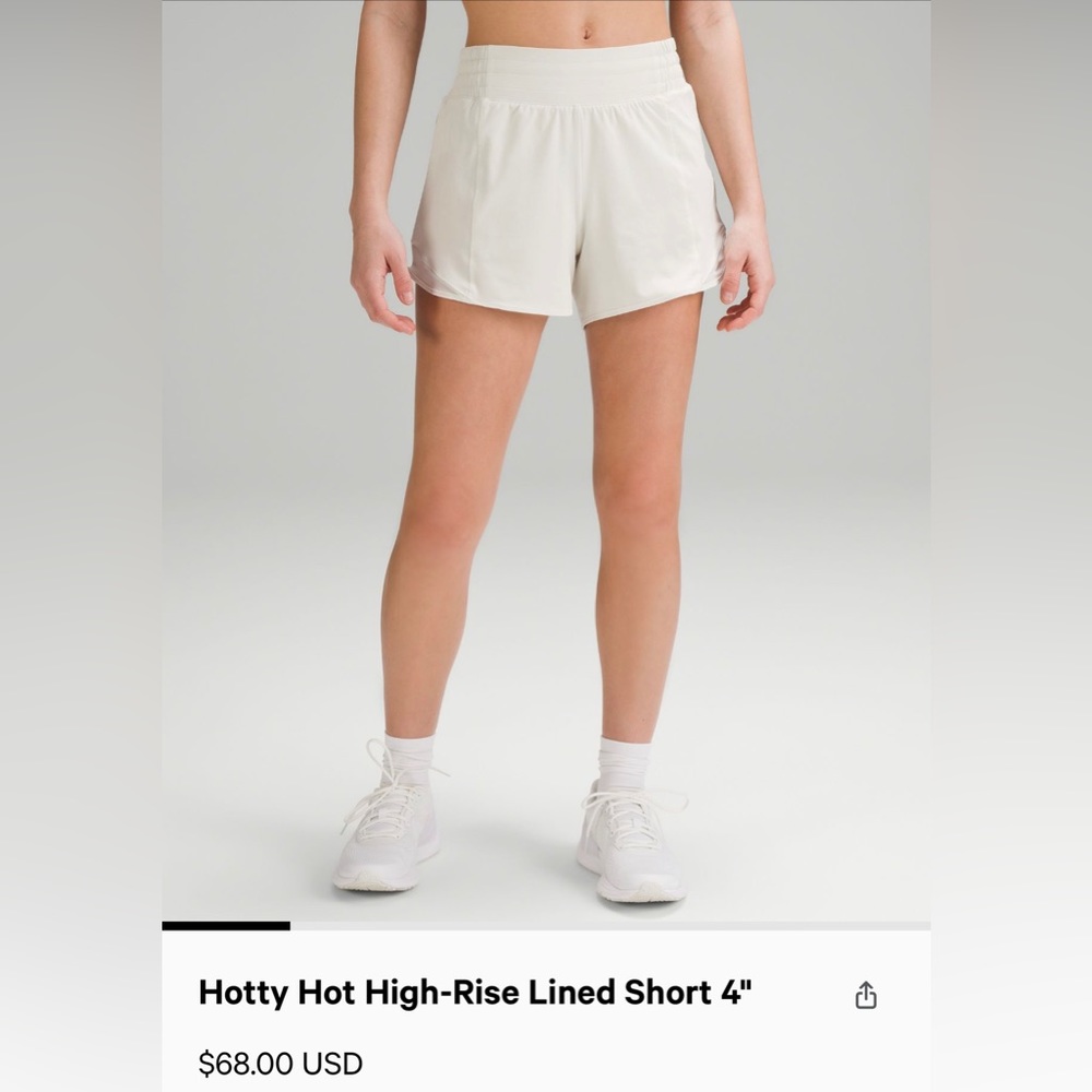 Lululemon size 8 hoty hot Highrise 4’ inseam new without tags